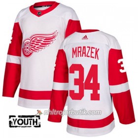 Barn Ishockey Detroit Red Wings Tröja Petr Mrazek 34 Adidas 2017-2018 Vit Authentic